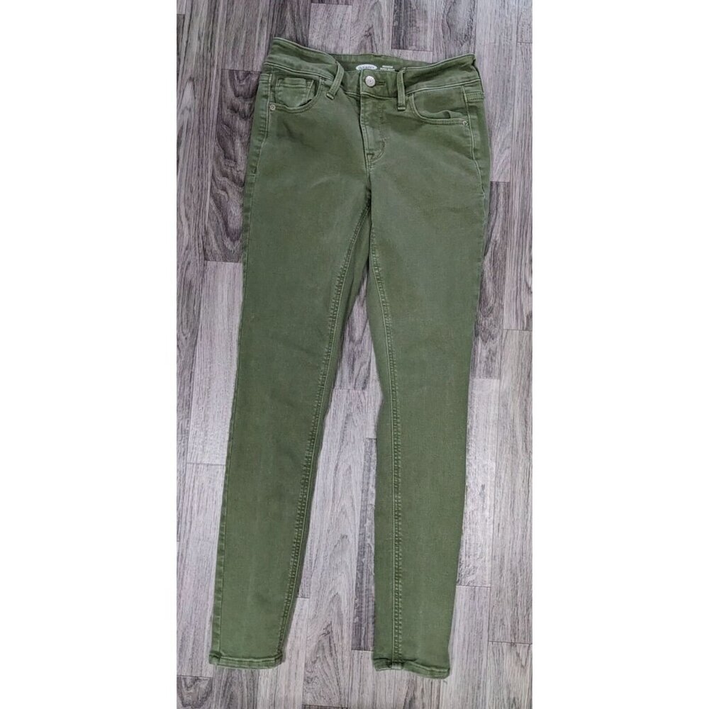 Old Navy Womens Size‎ 0 Rockstar Super Skinny Mid Rise Olive Green Denim Jeans